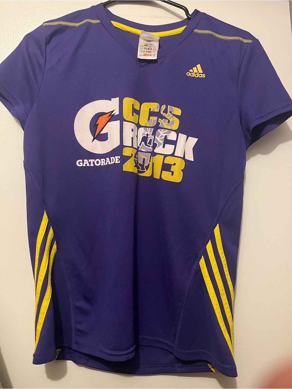 T-shirt for running, adidas Purple & Yellow for women , Caracas rock race